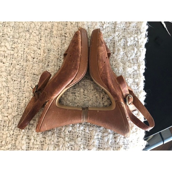 RARE Vtg Jeffery Campbell Handmade Cognac Leather Peep Toe Slingback Heels 9 - Picture 10 of 12